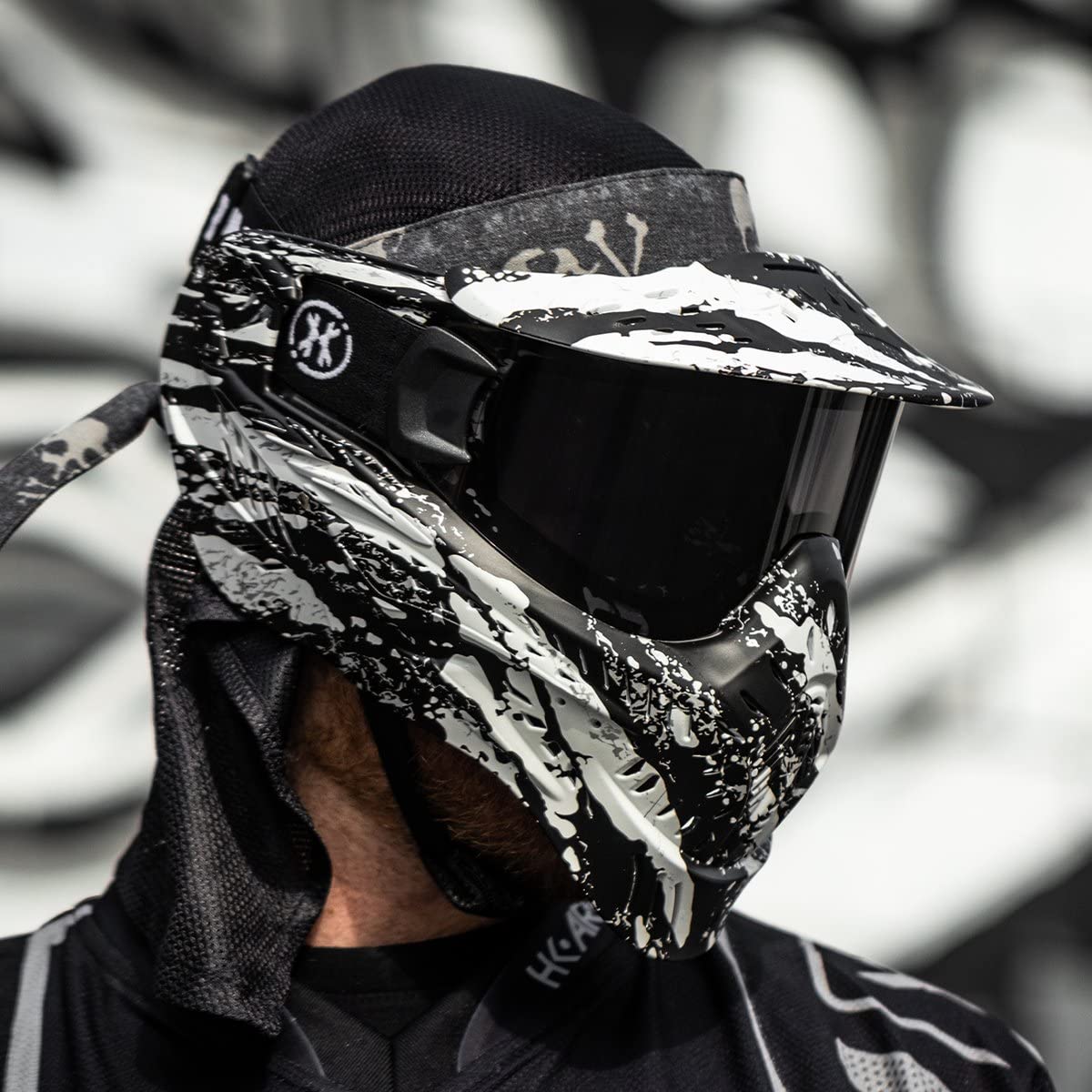 HK Army HSTL Goggle Paintball Airsoft Mask with Anti Fog Thermal Lens (Fracture Black/White/Smoke Lens)