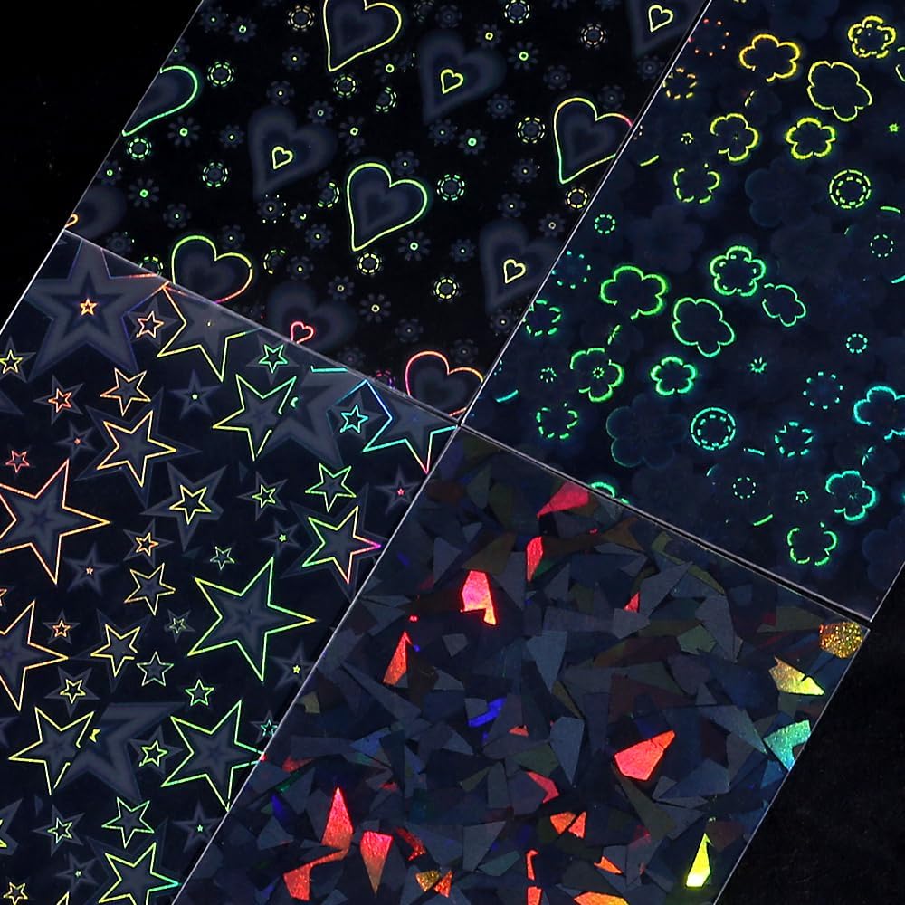 100 Pcs Laser Flashing Photocard Sleeves Holographic Card Sleeves for Trading Cards Penny Sleeves Photocard Holder Rainbow Star Heart Flower Card Protector