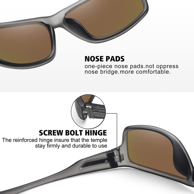 STORYCOAST Polarized Sports Sunglasses for Men Women Unbreakable Frame Cycling Fishing Driving 2Pack Black+Clear Gray Frame/Blue Mirror Lens
