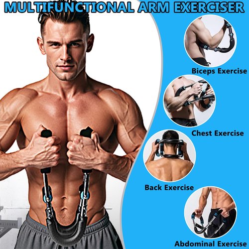 Twister Arm Exerciser, 66-110lb Adjustable Bar, Chest Shoulder Arm Workout Equipment, Portable Detachable Upper Body Fitness Machine for Home & Gym