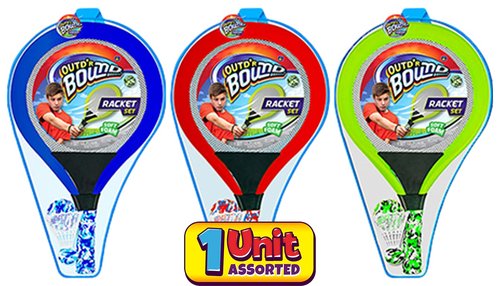 JA-RU Soft Foam Racket Set (1 Set) Badminton, Tennis Racket, & Paddle Ball Toys for Kids, Teens & Adults. Active Indoor & Outdoor Games & Sports Activities. Family Exercise Equipment Set. 5135-1