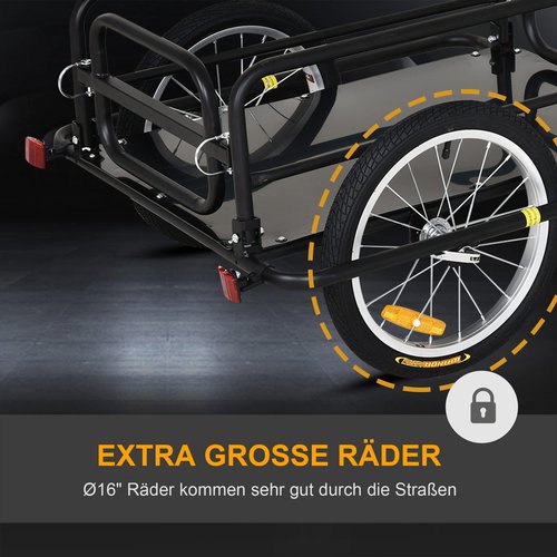 Aosom Bike Trailer, Foldable Bicycle Trailer with16 Inch Pneumatic Tire, Universal Coupler, Foldable Frame and Safe Reflectors Design, Large Load Capacity, Black