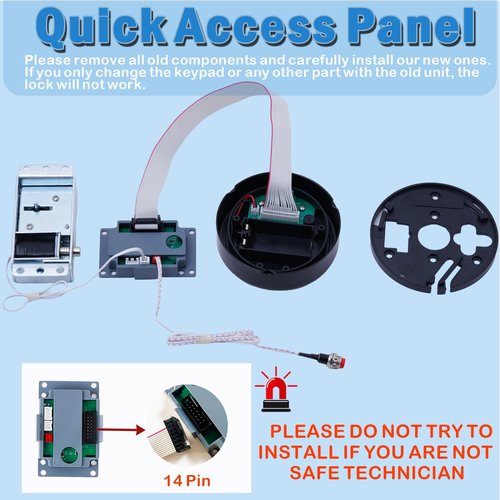 Gun Safe Replacement Lock with 2 Emergency Keys, Black Safe Keypad Electronic Lock