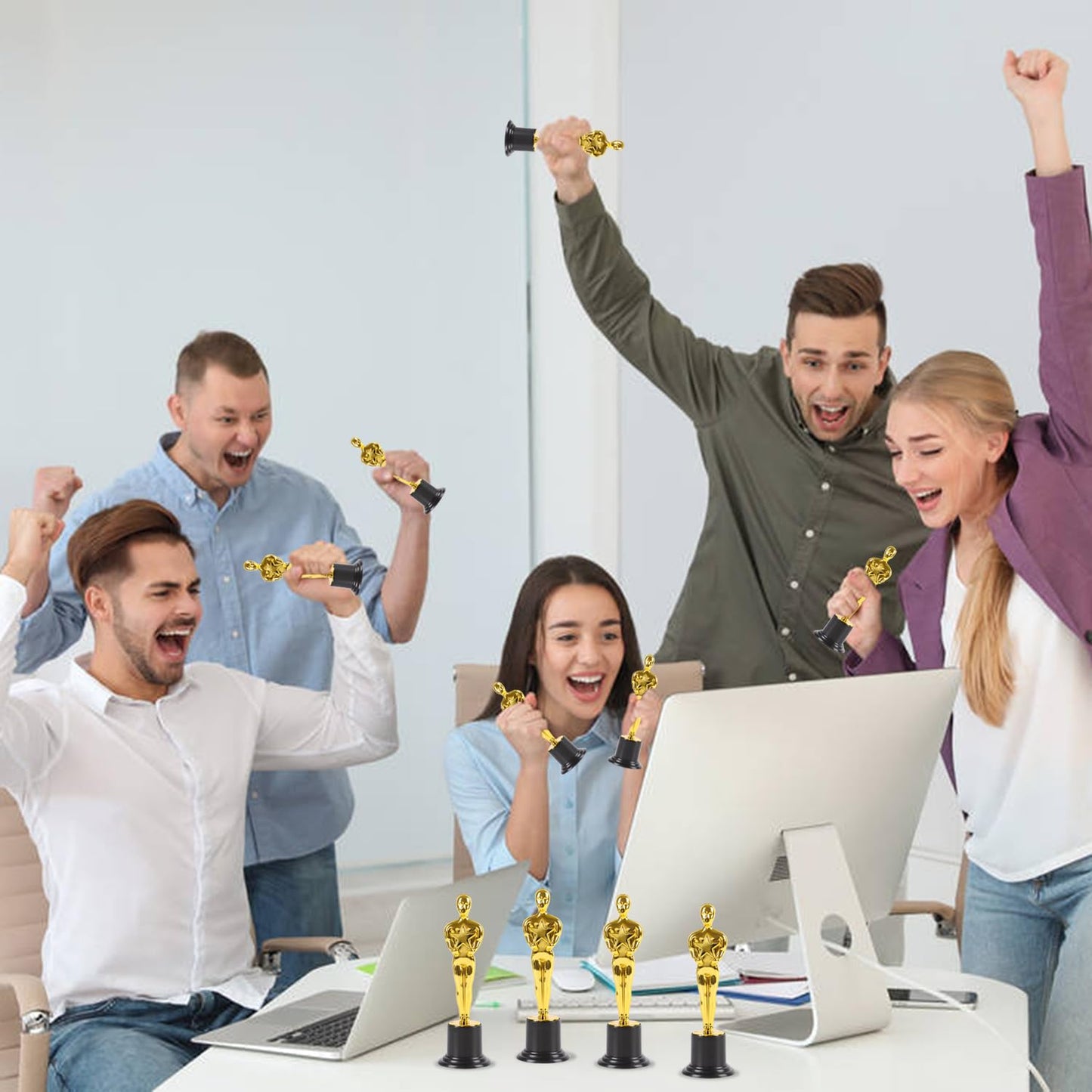 LOKIPA 12 Pack Gold Award Trophy, 6 Inch Award Statues Gold Award Statues for School Award, Game Prize, Party Prize and Appreciation Gift