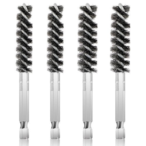 Nogeqi 4 Pack Golf Club Hosel Brush, Stainless Steel Wire Brush Cleaning Tool with Hex Shank Handle for Wood and Iron Golf Clubs, Compatible with Electric Drill