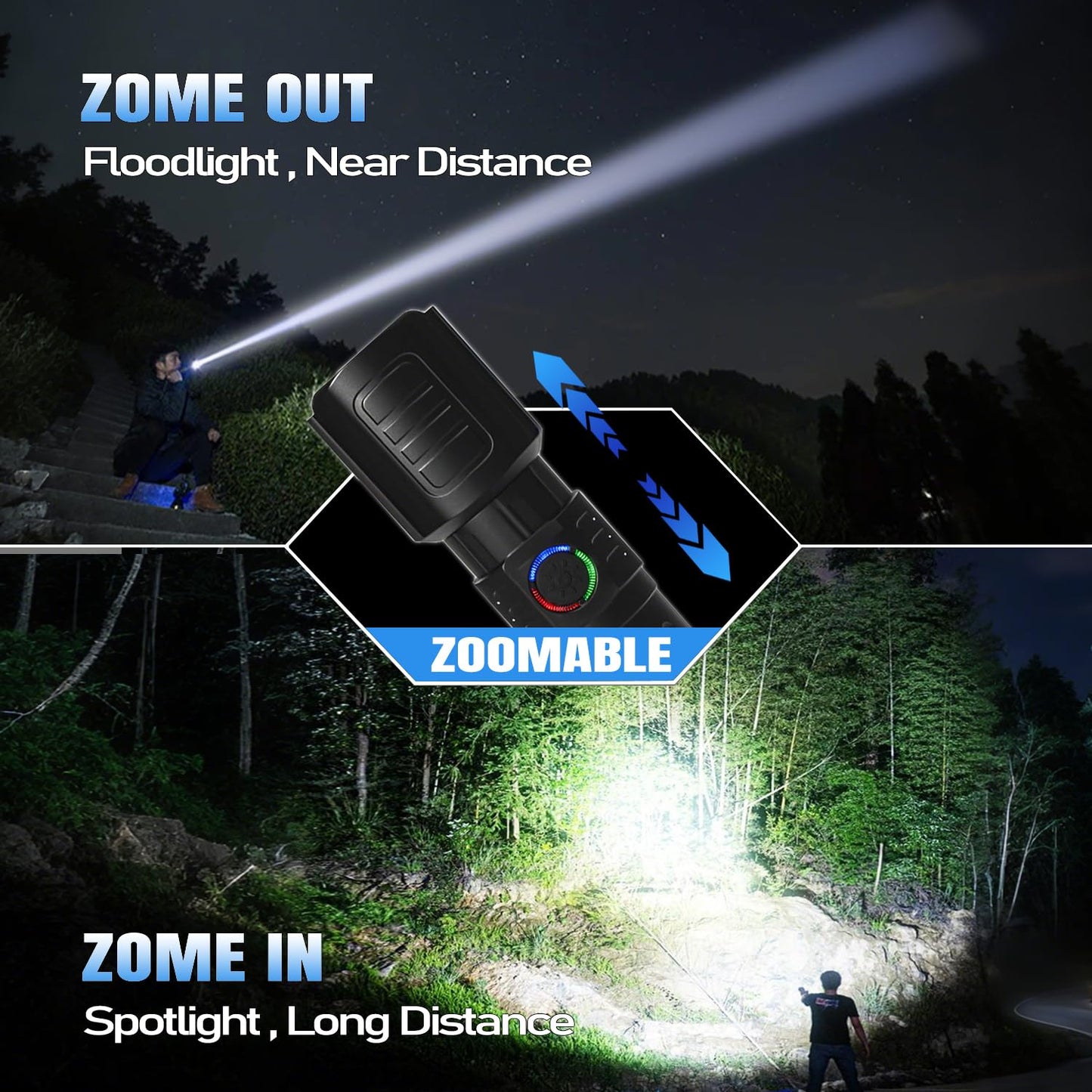 Puyinii LED Tactical Flashlight Rechargeable High Lumens 3 Modes 2 Pack
