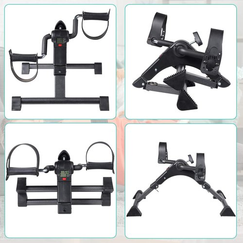 URRED Pedal Exerciser Stationary Under Desk Mini Exercise Bike- Hand, Arm & Leg Exercise Peddling Machine - Low Impact, Adjustable Fitness Rehab Equipment for Seniors (Black)