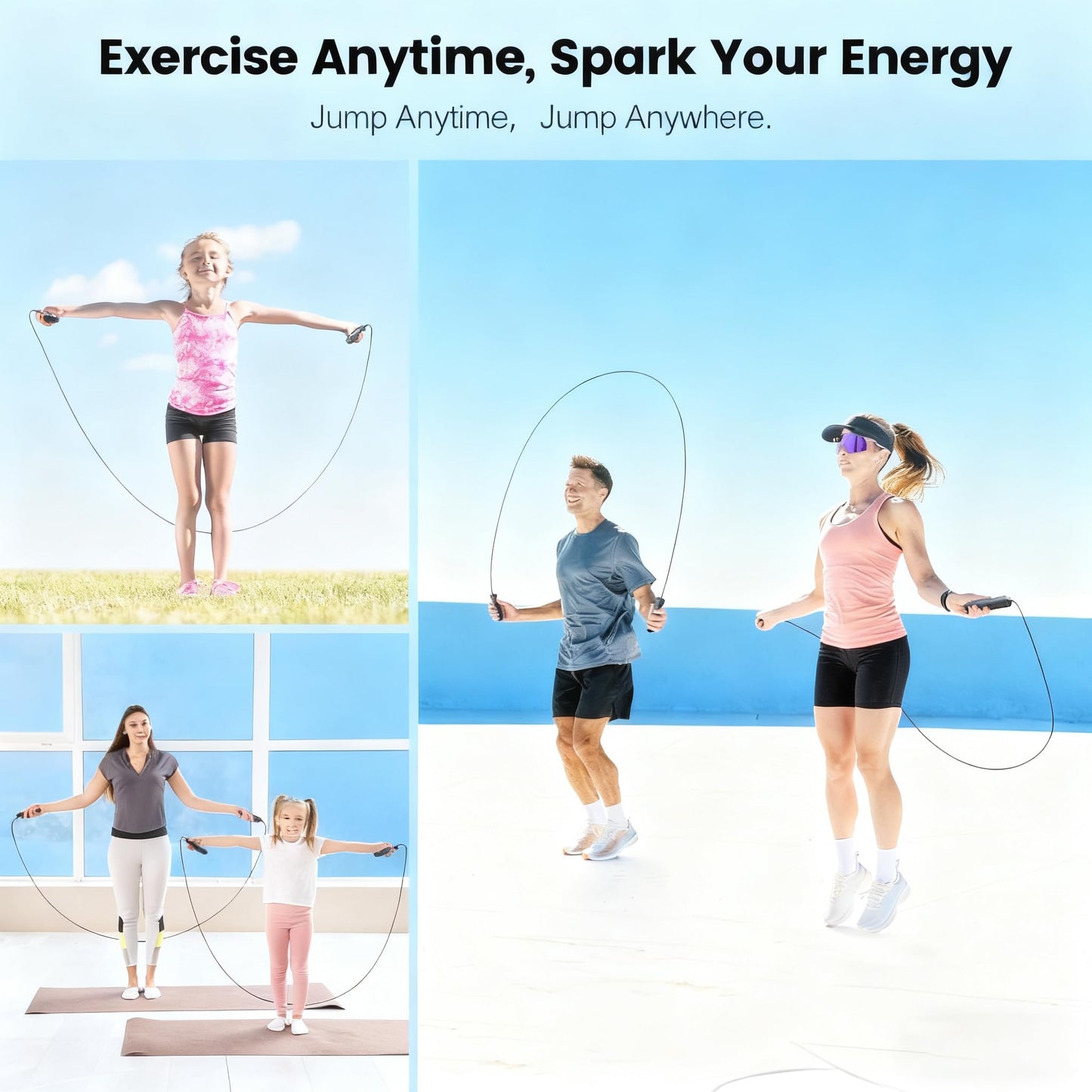 AgiliQ Jump Rope, Adjustable Jump Ropes,Skipping Rope Tangle-Free Rapid Speed with Ball Bearings for Women Men Kids,Exercise & Slim Body Jumprope at Home School Gym (Red)
