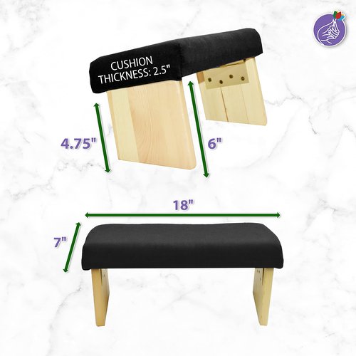 Mudra Crafts Black Foldable Meditation Chair - Yoga Zen Meditation Bench Kneeling Stool - Wooden Meditation Stool with Cushion - Prayer Kneeler Seiza Meditation Seat