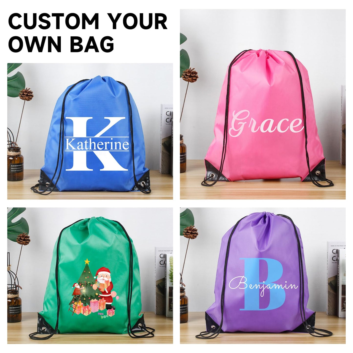 Chrifansi Custom Drawstring Backpack bags 10/50/100/500Pack, Promotional Items With Your Logo, Bulk Personalized Draw String Back Bag for Travelling, Gym and for Everyday Use
