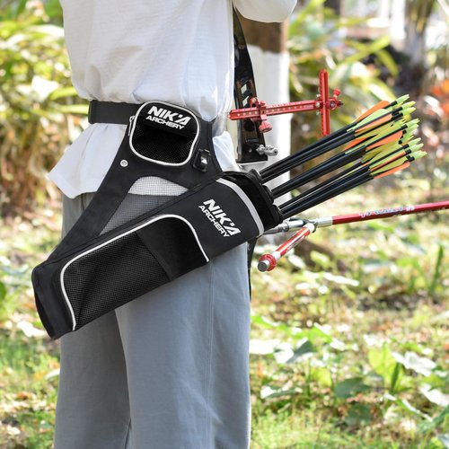 SHENG-RUI Archery Arrow Quiver Holder, 3-Tubes Hip Quiver Arrow Bag with Adjustable Belt for Youth & Adults Arrows Hunting Target Practicing