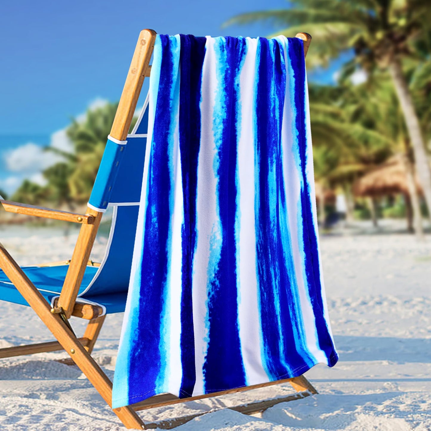 Genovega Oversized Terry Beach Towel 36 x 72 in Soft Extra Large Big Pool Swim Towels for Adults XL Clearance Big Travel Blanket Cruise Vacation Accessories Mandala Blue Essentials Lounge Chair Cover