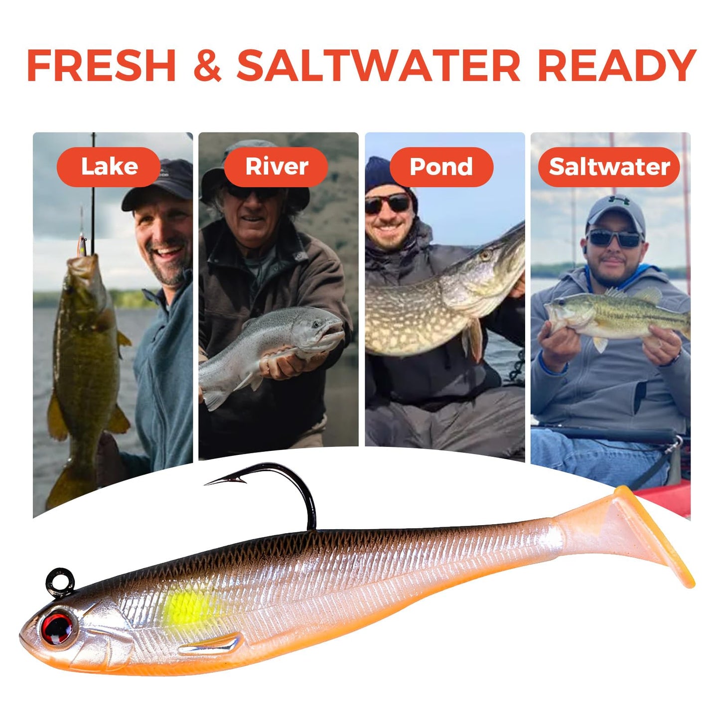 Autumnswan Easy Catch Pre-Rigged Soft Lures,Baits for Bass Fishing - Jig Heads Soft Plastic Walleye Lures,Slow Sinking Fishing Bait for Freshwater Saltwater, Bass Trout Fishing Lures & Gifts