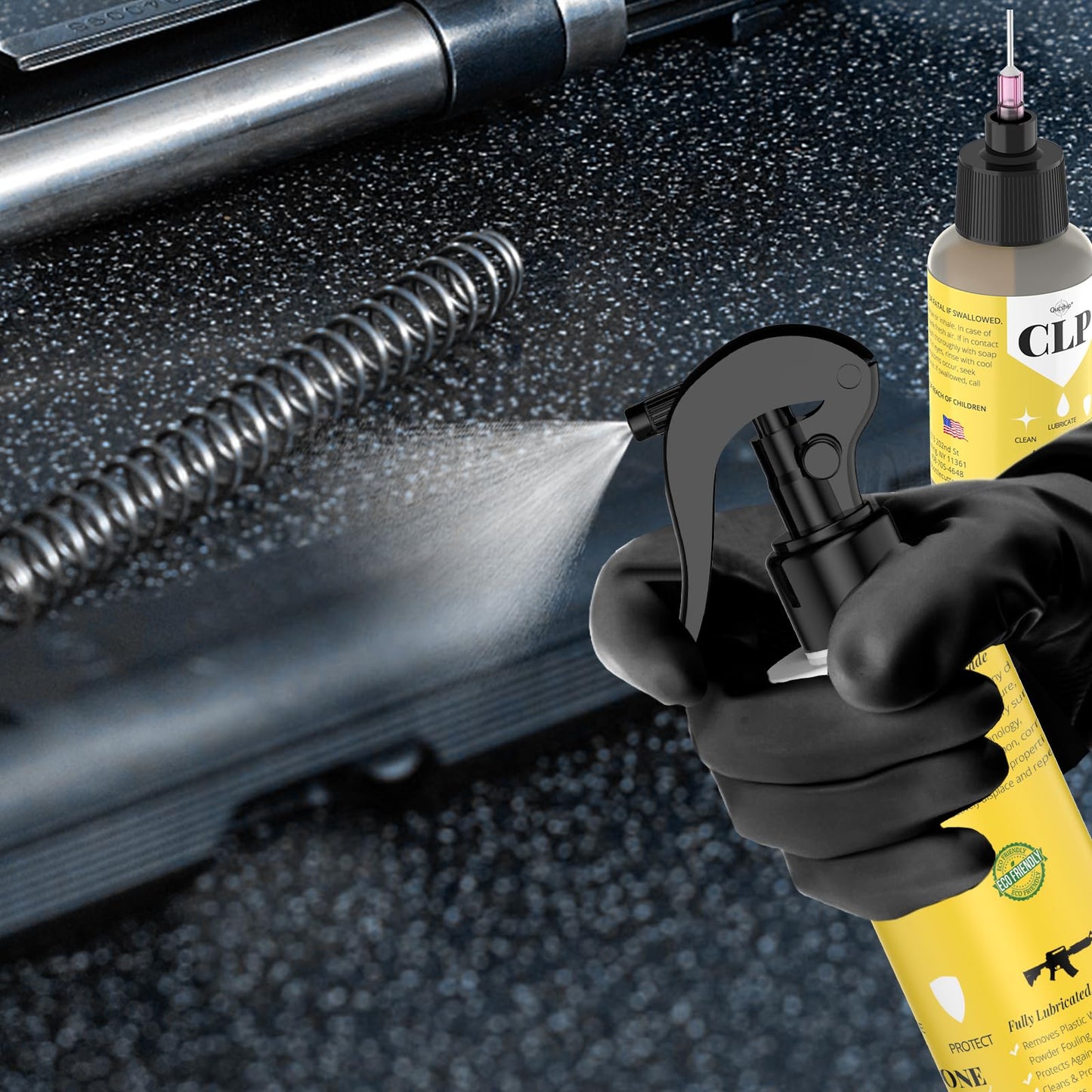 Gun Oil 8 oz & 1 oz Needle Oiler Gun Lubricant, Multi-Purpose Gun Cleaning Kit Protector, Clp Gun Cleaner and Lubricant, Gun Cleaning kit with Oil and Cleaner - by Qucship