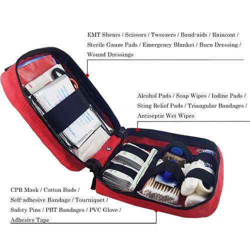EMT Pouch MOLLE Ifak Pouch Tactical MOLLE Medical First Aid Kit Utility Pouch Carlebben (with Medical Supplies Red)
