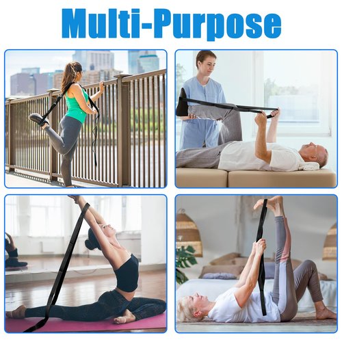 Stretch Strap, 75 Inch Yoga Stretching Strap for Mobility Training, Resistance Band for Yoga Pilates (Black)