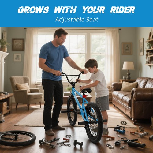 67i Boys BMX Bike 8-12 Years 18"/20" | 4 Steel Pegs, U-Brakes, Adjustable Seat & Hi-Ten Steel Frame | Lightweight 2.35" Tires for Park & Street Riding (20'' (with Pegs), Blue)