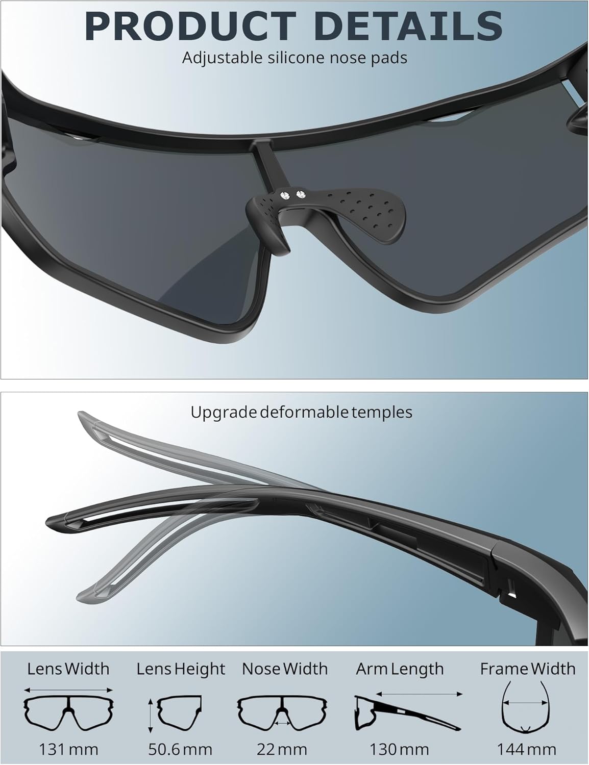KALIYADI Polarized-Sunglasses Men Polarized Cycling-Sunglasses: Sports Sun Glasses for Running Cycling UV400 Protection
