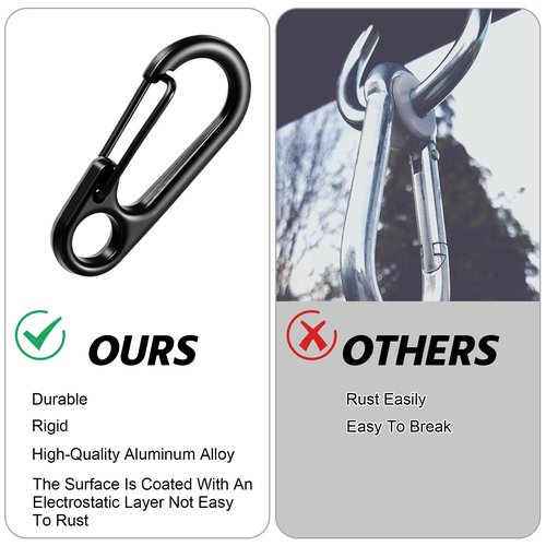Nogeqi 20 Pcs Small Mini Carabiner Clip, 1.2 Inch Tiny Spring Snap Hook Keychains, Black Mini Carabiner for Outdoor Hiking Fishing Camping Backpack Accessories