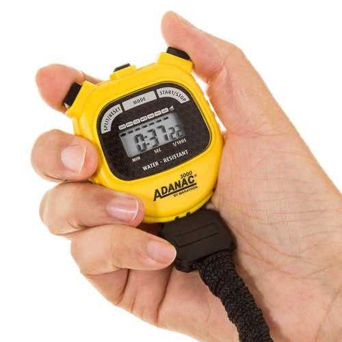 Marathon Adanac 3000 Digital Stopwatch Timer, Yellow - High Precision Accuracy to 1/100th Seconds - Water, Dust & Shock Resistant - 46” Lanyard Included