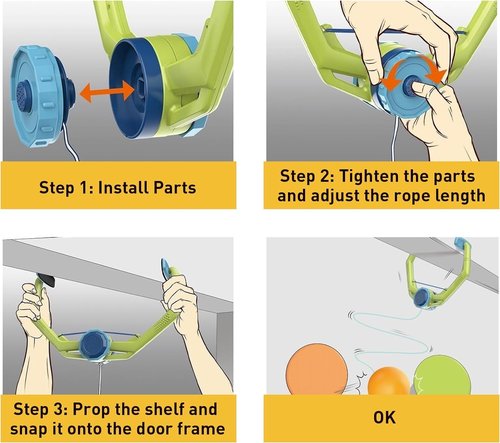 Door Ping Pong Game Over The Door, Hanging Table Tennis Trainer Portable Set,Adjustable Doorway Game Pingpong Trainer Door Jam Pingpong Starter Kit for Kids with Racket and Balls