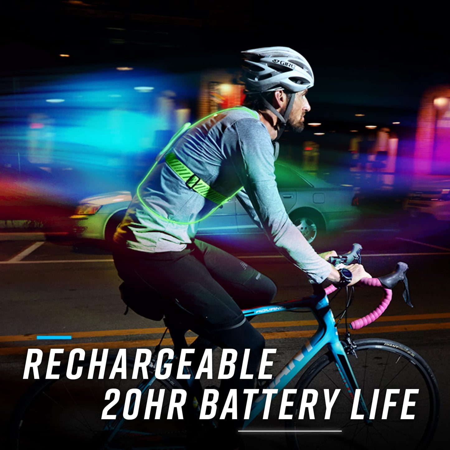 noxgear Tracer2 Multicolor Light Up and Reflective Running Vest | Rechargeable, Ultra-bright Running Lights for Runners
