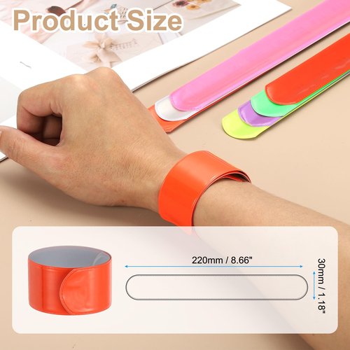 PATIKIL 22cm Reflective Bands, 12pcs Reflective Arm Bands Straps Wrist Reflective Running Gear Safety Reflective Straps Bracelets High Visibility for Night Walking Bicycle, Orange