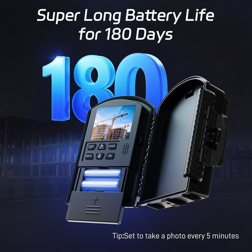 Dsoon Time Lapse Camera,1080P FHD Timelapse Camera Outdoor Construction Recording,180-Days Standby,110° Wide Angle & 2.4" LCD Screen,IP66 Waterproof,Multiple Modes,Includes 64GB TF Card
