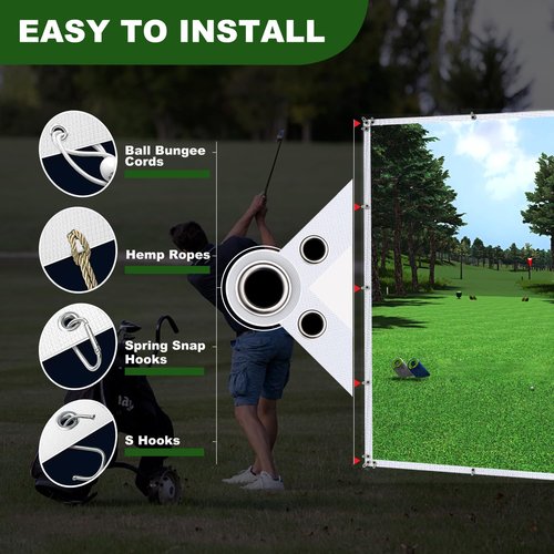 Fireproof Golf Simulator Impact Screen for Training – Professional 3D Air Mesh Golf Impact Screen, Ultra Clear Golf Simulators Screen for Home Golf Practice with Grommet Holes, 8 Size Options