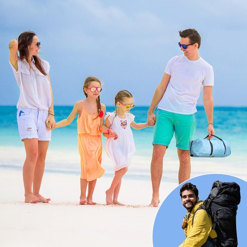Beach Tent Sun Shelter with Canopy, Portable Sun Shade for 4-6 Person,Easy Setup Beach Shade with UPF 50+ UV Protection, Beach Cabana with Silver Coating for Family Outdoor