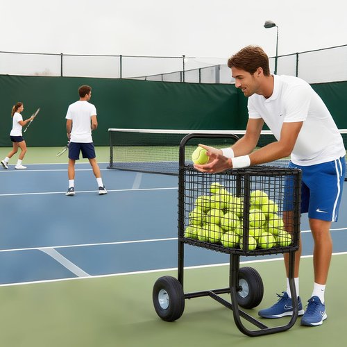GARVIN Black Baseball & Softball Cart with Wheels – Heavy-Duty Powder-Coated Steel Frame, Holds 300+ Baseballs or 150 Softballs, 10.5" All-Terrain Wheels, Ball Transport Cart for Field & Training