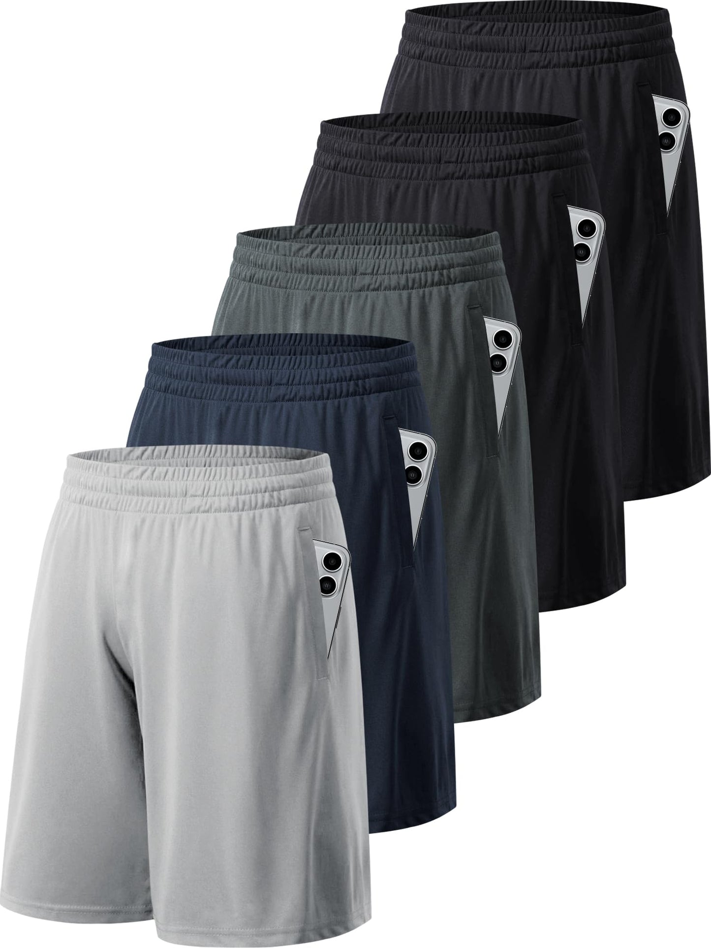 MLYENX Mens 4-6 Pack Workout Gym Shorts Quick Dry Lightweight Athletic Basketball Running Shorts for Men with Pockets