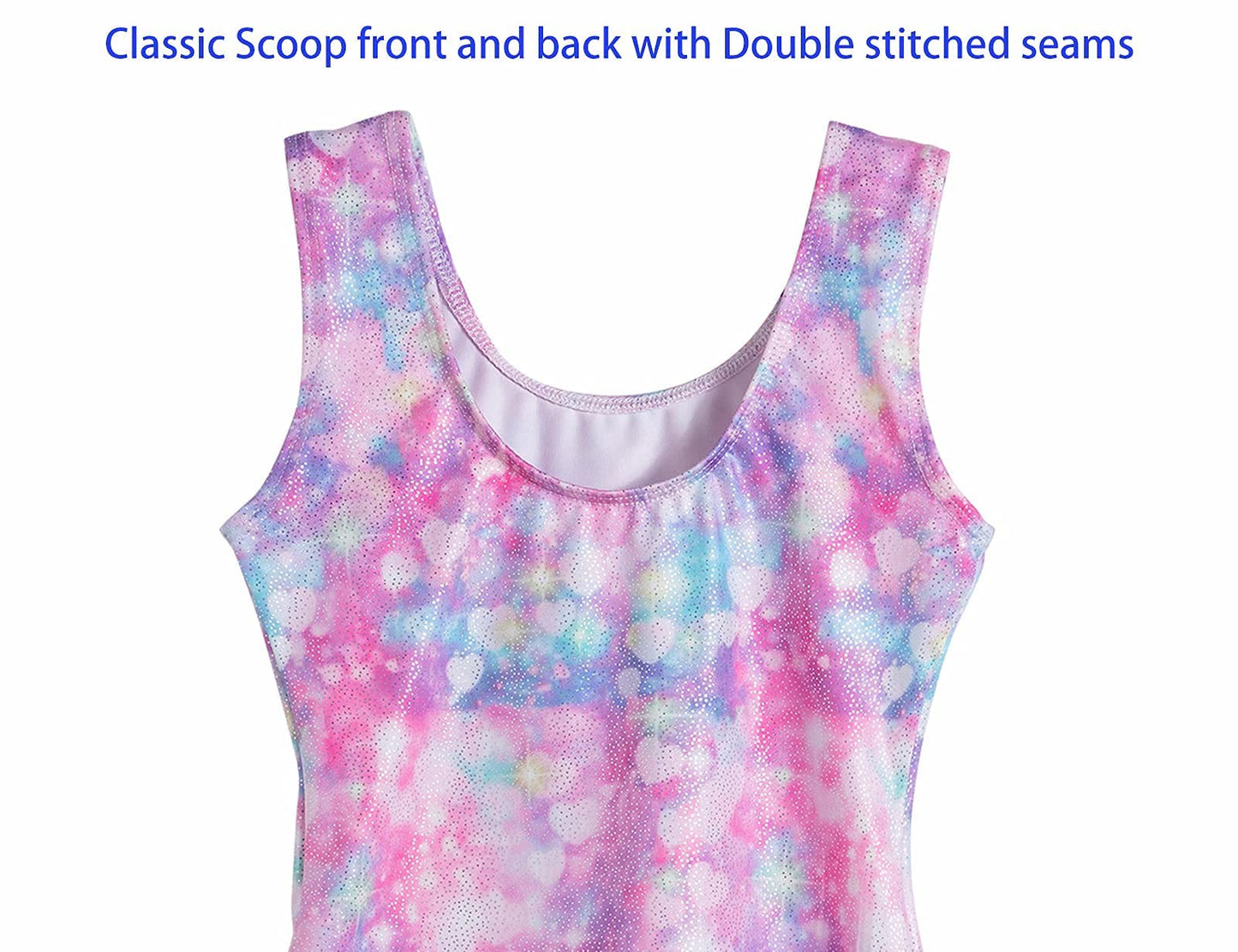 Domusgo Gymnastics Leotards for Girls 6-7 Years Old Puple Hearts Sparkly One Piece Tumbling Outfits