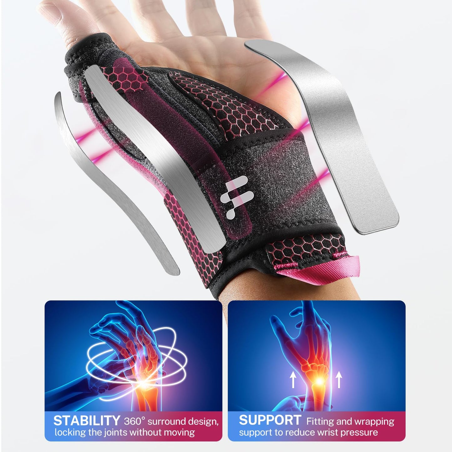 Fitomo Wrist Brace & Thumb Stabilizer, Carpal Tunnel, De Quervain's Tenosynovitis, Tendonitis, Arthritis Support, Thumb Splint for Pain Relief, Women and Men (Left Hand, L/XL)