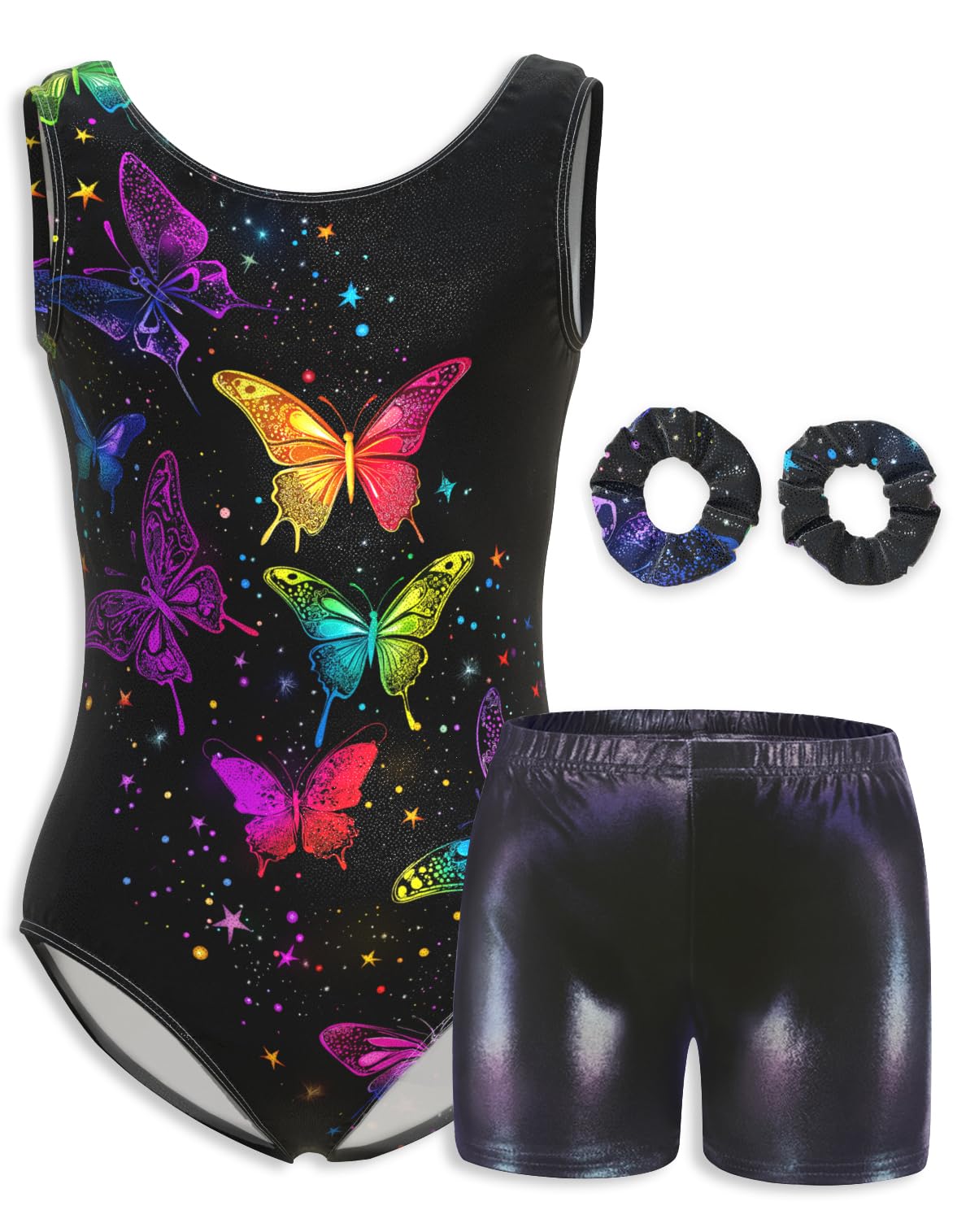 MOLLDAN Girls Gymnastics Leotards Athletic Biketard Unitard Tumbling Activewear Outfits for 5-12 Years(DC020-26-8Y)
