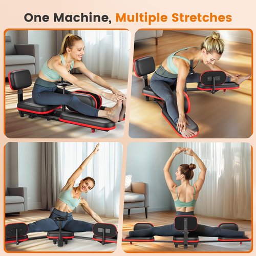 FEIERDUN Leg Stretcher, Leg Stretcher Machine for Flexibility and Relieving Hip Tightness, Heavy Duty Split Machine Stretcher for Home Gym Split Machine Training Fitness, Black-Red