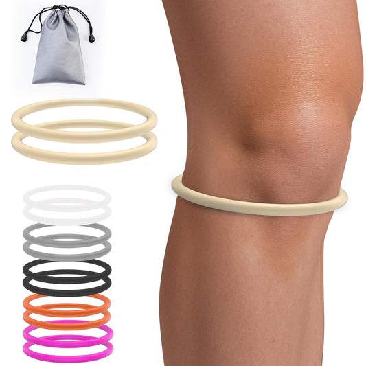 2PCS Patellar Tendon Support Strap for Knee Pain Relief, Knee Bands for Basketball, Running, Tennis, Soccer and Hiking, Silicone Patella Band for Women and Men, Includes Storage Bag (Black)