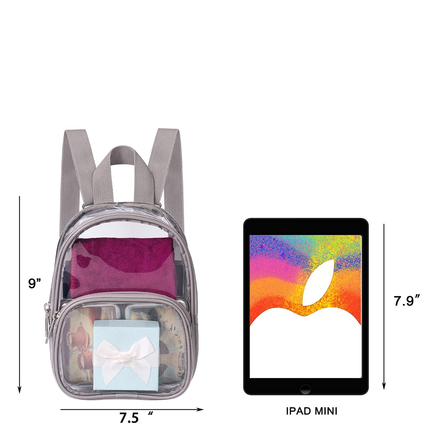 USPECLARE Clear Mini Backpack Stadium Approved for Little Boys & Girls, Transparent Backpack for Concert, Festival, Sport Events