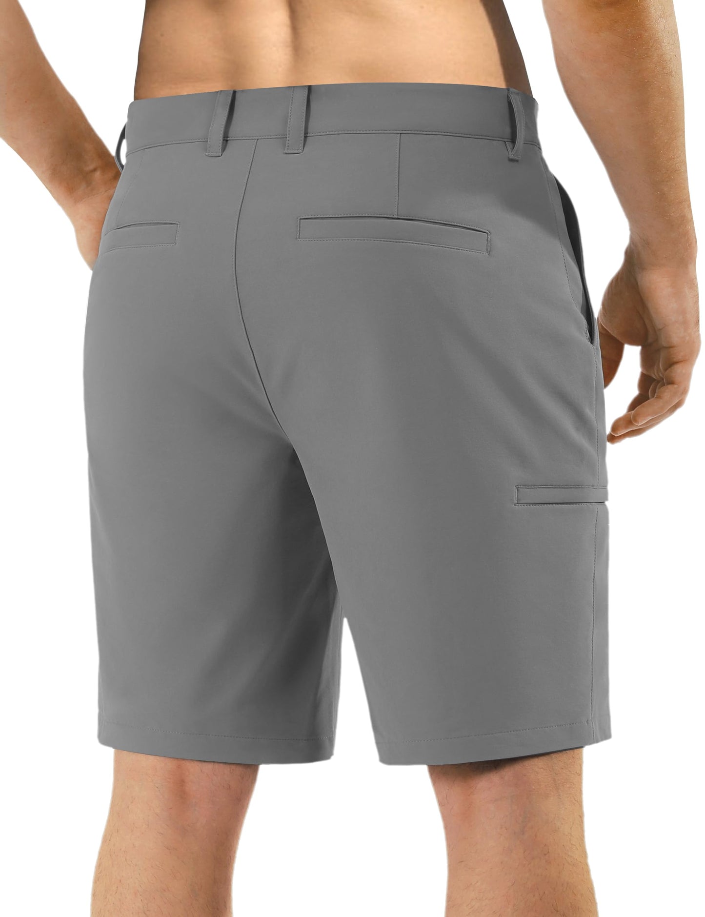 Shallowlulu Men's Golf Shorts 7"/ 10" Stretch Quick Dry Water Resistant Dress Casual Shorts with 6 Pockets Work Hiking Shorts(Grey 34W/10L)