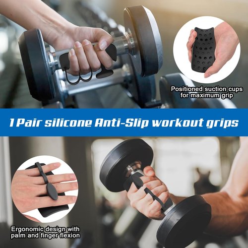 Weight Lifting Grips,Workout Gloves Grips Gym Men Women Silicone Hand Grip Protector for Gym Training and Exercise,Weight Lifting Dumbbell,Deadlift,Pull Up Anti-Slip Grippers-Black