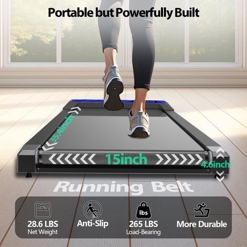 Walking Pad,Under Desk Treadmill with Incline, 2 in 1 Portable Treadmills for Home, 2.5HP Low Noise Small Treadmill with Remote Control, Compact Design Walking Jogging Running Machine,265LBS