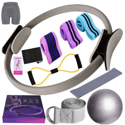 Pilates Essentials Kit for Women, Better Me Pilates Kit, Better Me Pilates Essentials Kit for Women, Booty Bands for Working Out Glutes Yoga Ball, 25cm Figure 8 Resistance Band for Stretching (Gray)