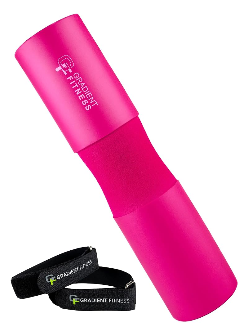 Gradient Fitness Barbell Pad with Pink Straps – Non-Slip Hip Thrust Cushion for Squats & Glutes
