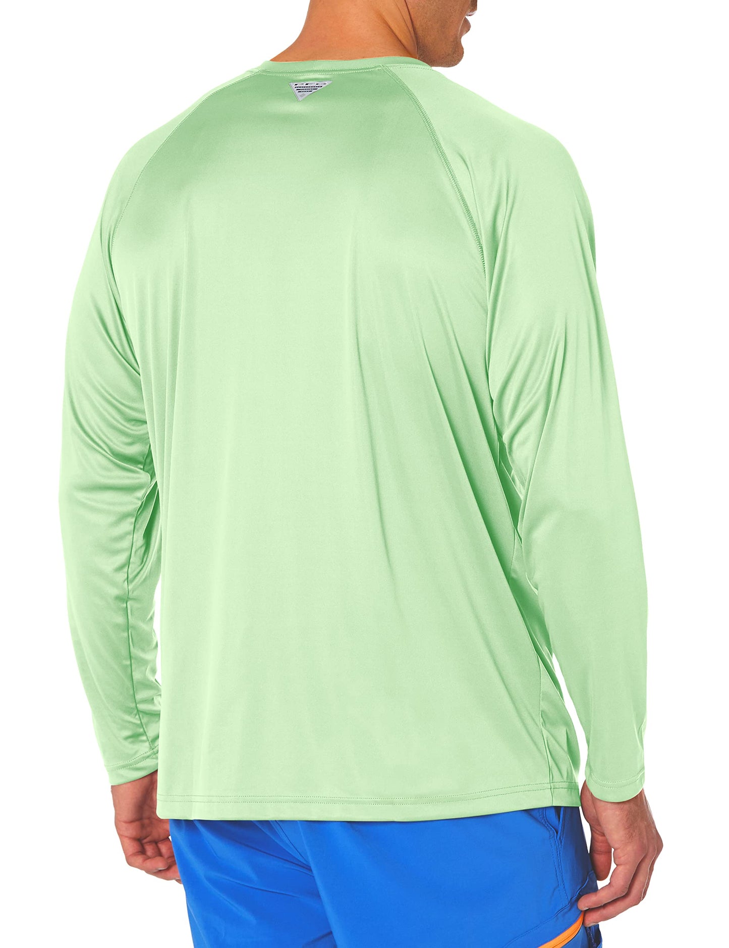 Columbia Men’s PFG Terminal Tackle Long Sleeve Shirt, Sun Protection, Lime Glow/White Logo, X-Small