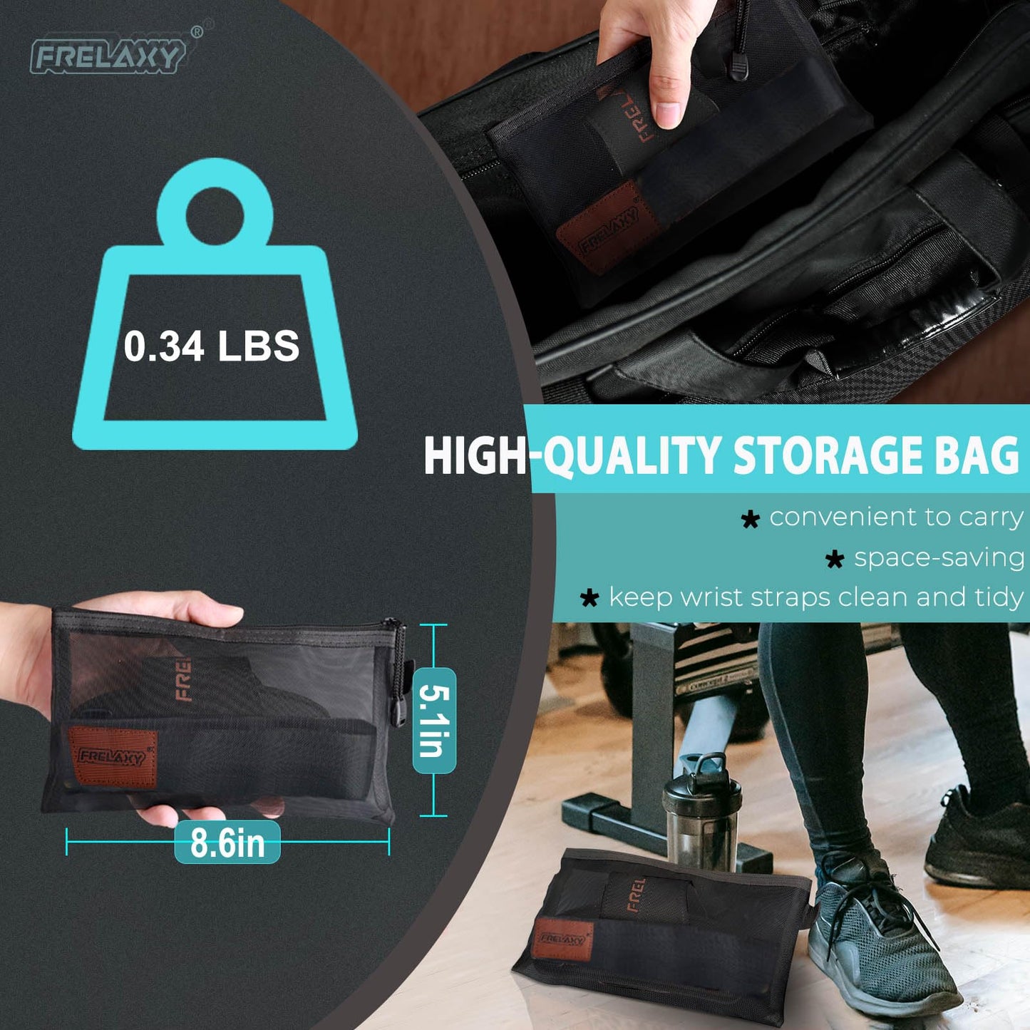 Frelaxy Lifting Wrist Straps Women and Men, Weight Lifting Grips with Cushion Wrist Loop, Double Layer Leather and Storage Pouch, Gym Workout Straps for Deadlift and Powerlifting (Lake Blue)