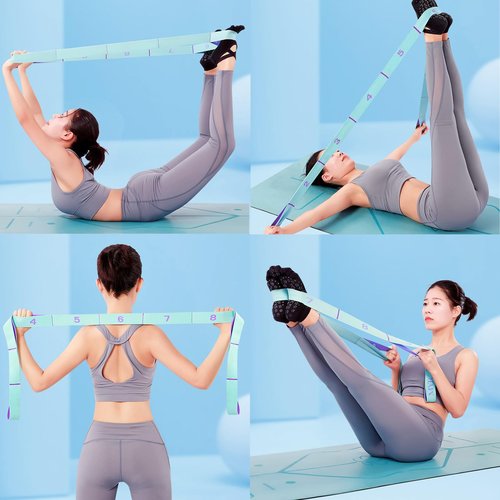 Stretch Straps, Elastic Yoga Stretching Strap with Adjustable 11 Loops, Fitness Leg Stretch Band for Physical Therapy Dance Yoga Ballet Pilates Gymnastics Exercise Flexible Pilates Stretch Band