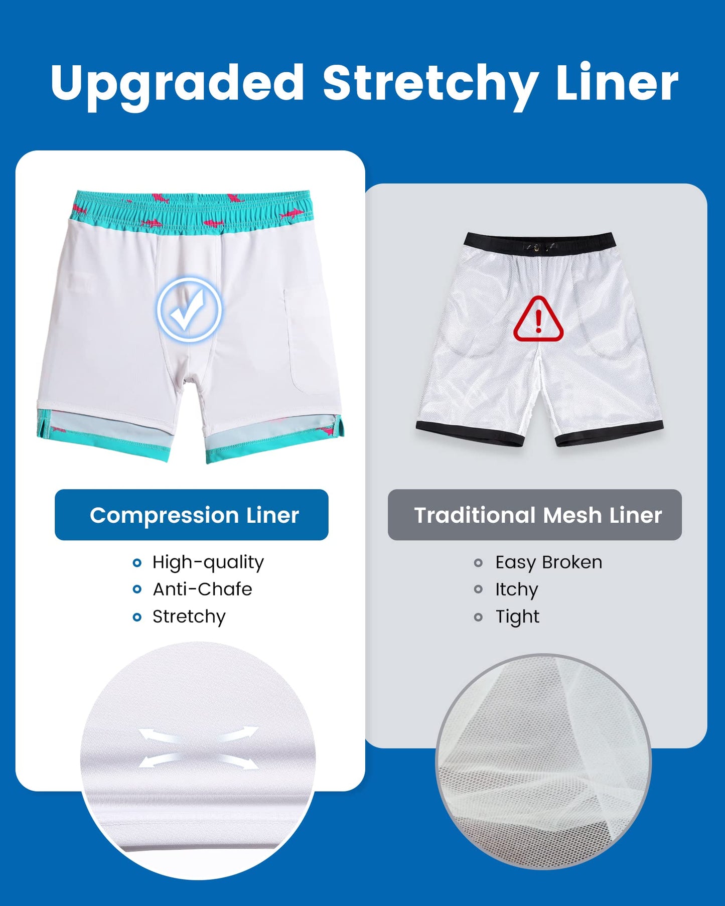 maamgic Swim Trunks Men 2 in 1 Mens Bathing Suit 7 Inch Quick Dry Mens Swimming Trunks with Zipper Pockets