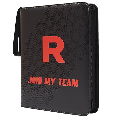 Trading Card Binder 9-Pocket with Handle, Red and Black, Join My Team Design 900 Pockets (Black, 900)