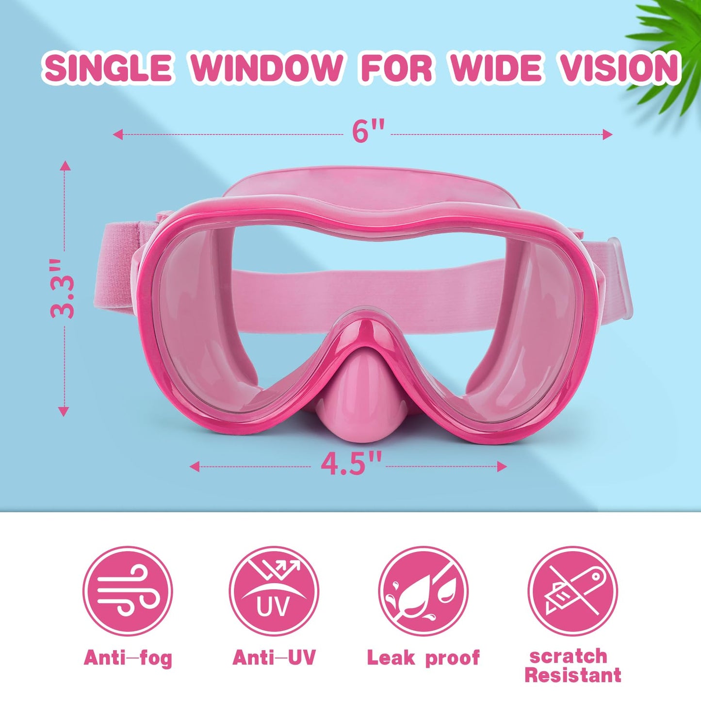 Kids Swim Goggles, Anti-Leak Snork Goggles with Nose Cover & Elastic Fabric Strap, UV Protection Swimming Goggles for Kids Boys Girls
