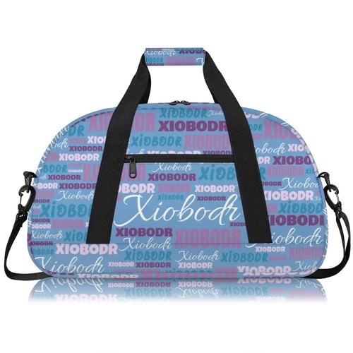 Personalized Cute Duffle Bag - Custom Name Kids Sports Bag, Sleepover Bags for Girls, Lightweight Toddler Boys Overnight Bag for Weekender Travel Cheer Dance Ball Game, Blue Dark Purple
